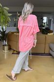 Made in Italy Sa Caleta Circle Classic Boyfriend Top Washed Popsicle Pink